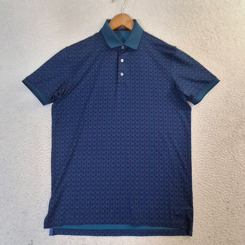 Greyson Geometric Polo Shirt Men's Small Blue Wolf Performance Golf Stretch - Picture 2 of 9